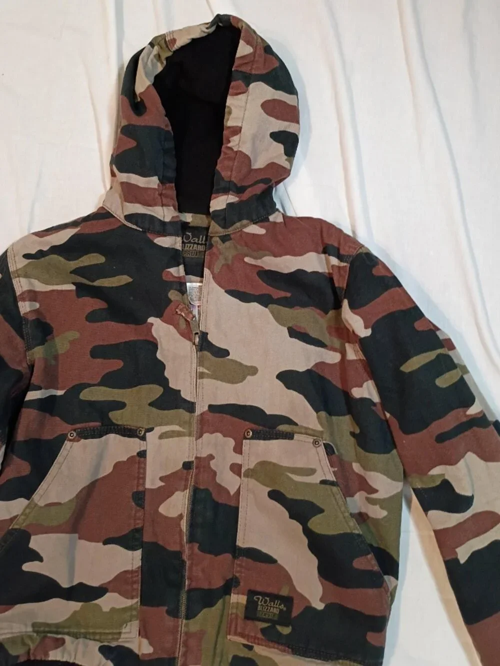 Walls Blizzard Pruf/Hooded Jacket/Boys XL 16-18/Camo Canvas Hunting Outdoor Coat